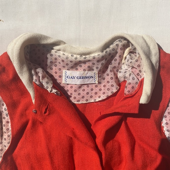 Vintage ripened-tomato red mini dress with Peter Pan collar - Picture 3 of 4